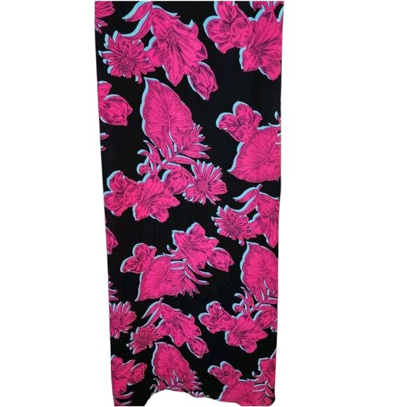 Monteau Womens Maxi Wrap Dress Size S Pink Black Floral Tie Front Kimono Sleeve - Picture 11 of 11